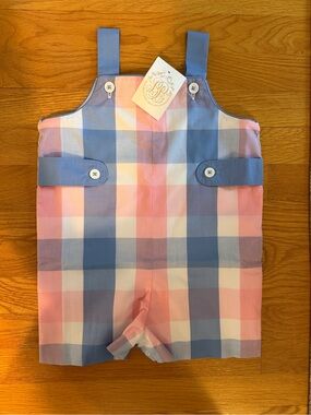The Beaufort Bonnet Company Pink Blue White Gingham Overalls